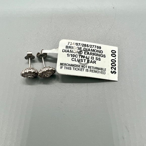 Ladies Diamond & Sterling Silver Earrings  NWT - Picture 2 of 7